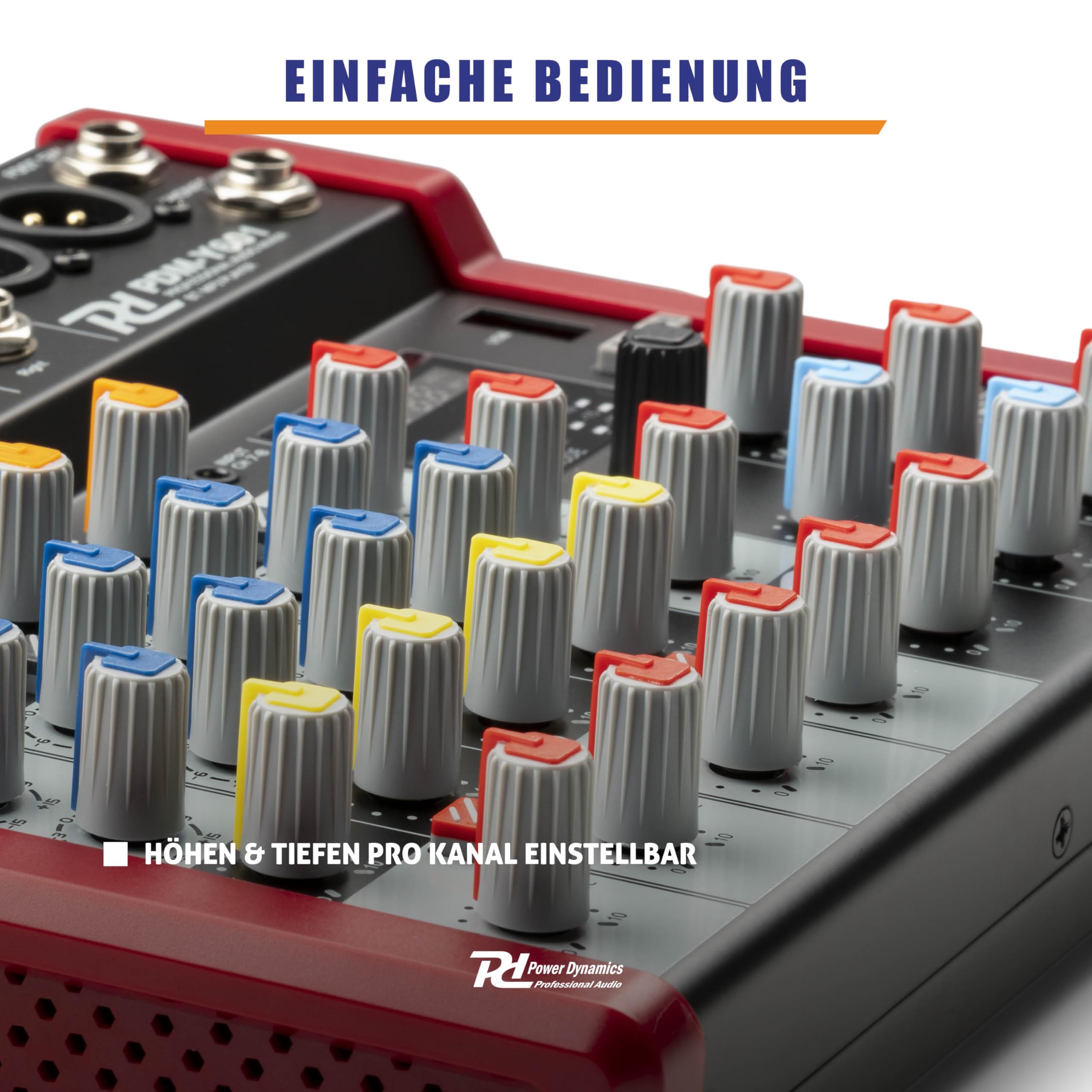 Power Dynamics PDM-Y601 6-Kanal Audio Mixer Mischpult Bluetooth, 48V Phantom Power, Soundboard PC, USB MP3 Audiomischpult Studio, Aufnahmen, 99 DSP Effekte, 24bit, 48kHz, Klinke, XLRY