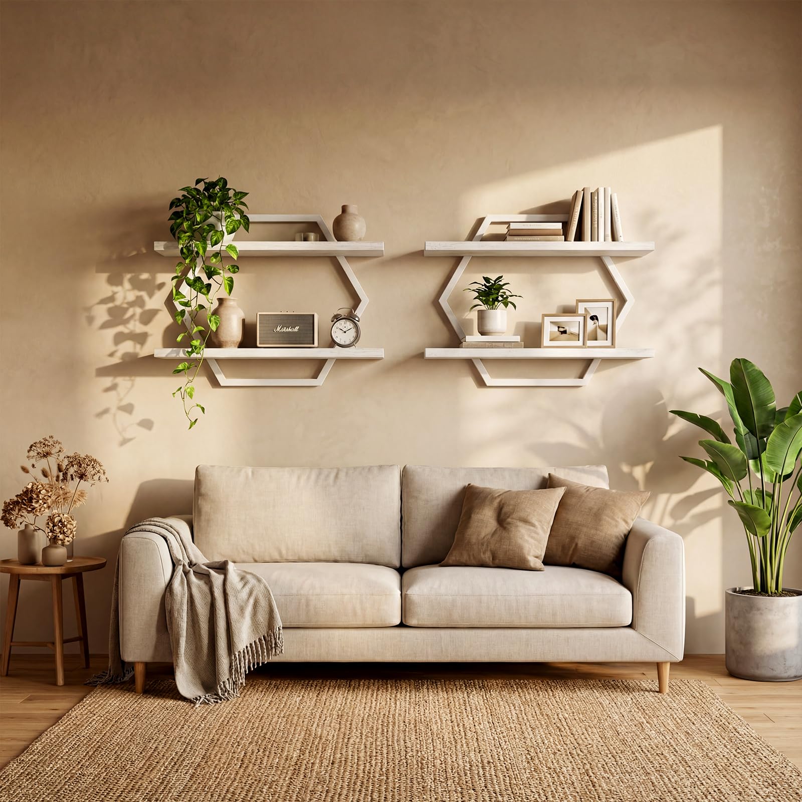 2 Pièces Étagère Murale,Étagères murales en Bois,DIY Déco Tablette Flottante,Etagere Flottante de Rangement pour Maison,Salon,Chambre à Coucher,Bureau,Salle de Bain,Cuisine (Blanc)