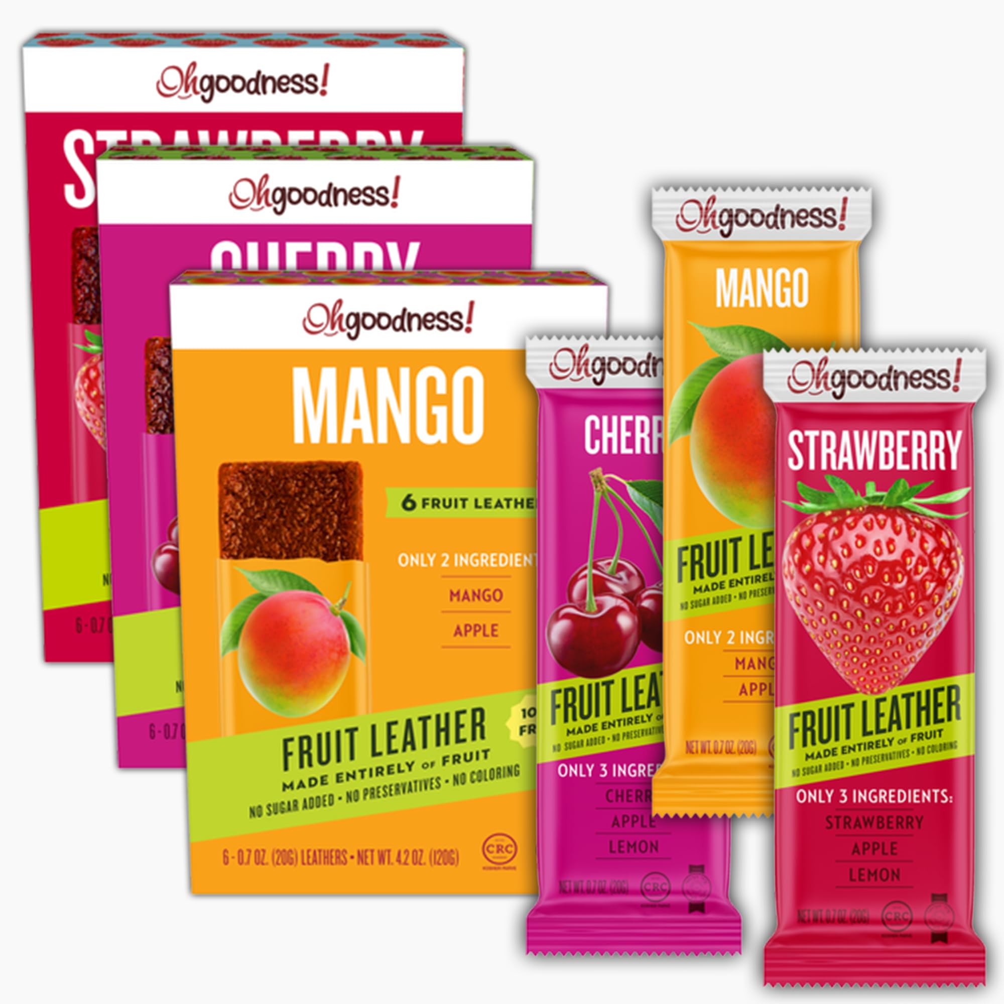 Amazon.com: Oh Goodness! Fruit Leather Variety 3 Pack= 18 Count