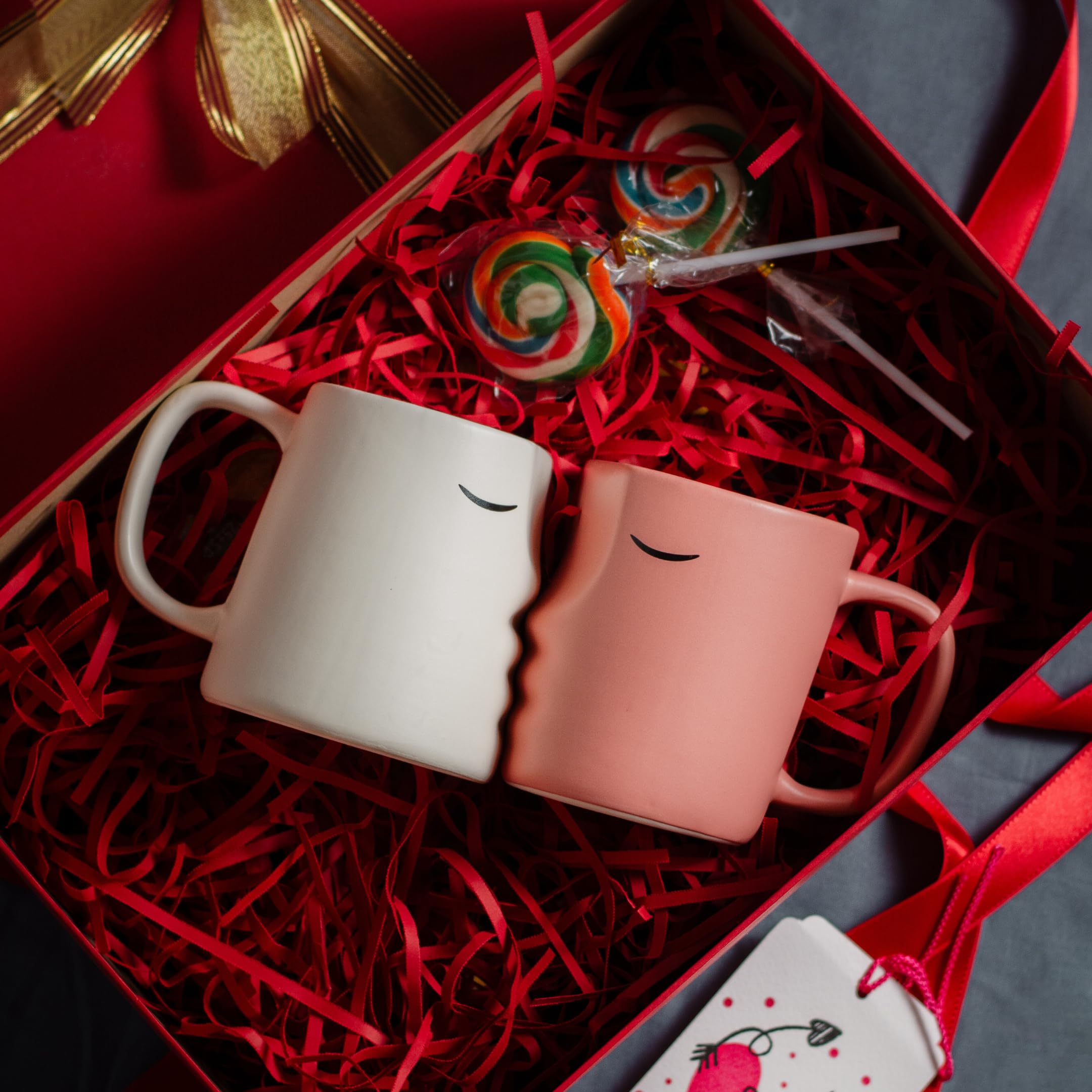 Kissing Mugs Set For Couples - 2 Large Bone China Mugs With Spoons, Romantic Gift For Valentine's Day, Anniversary - View #10