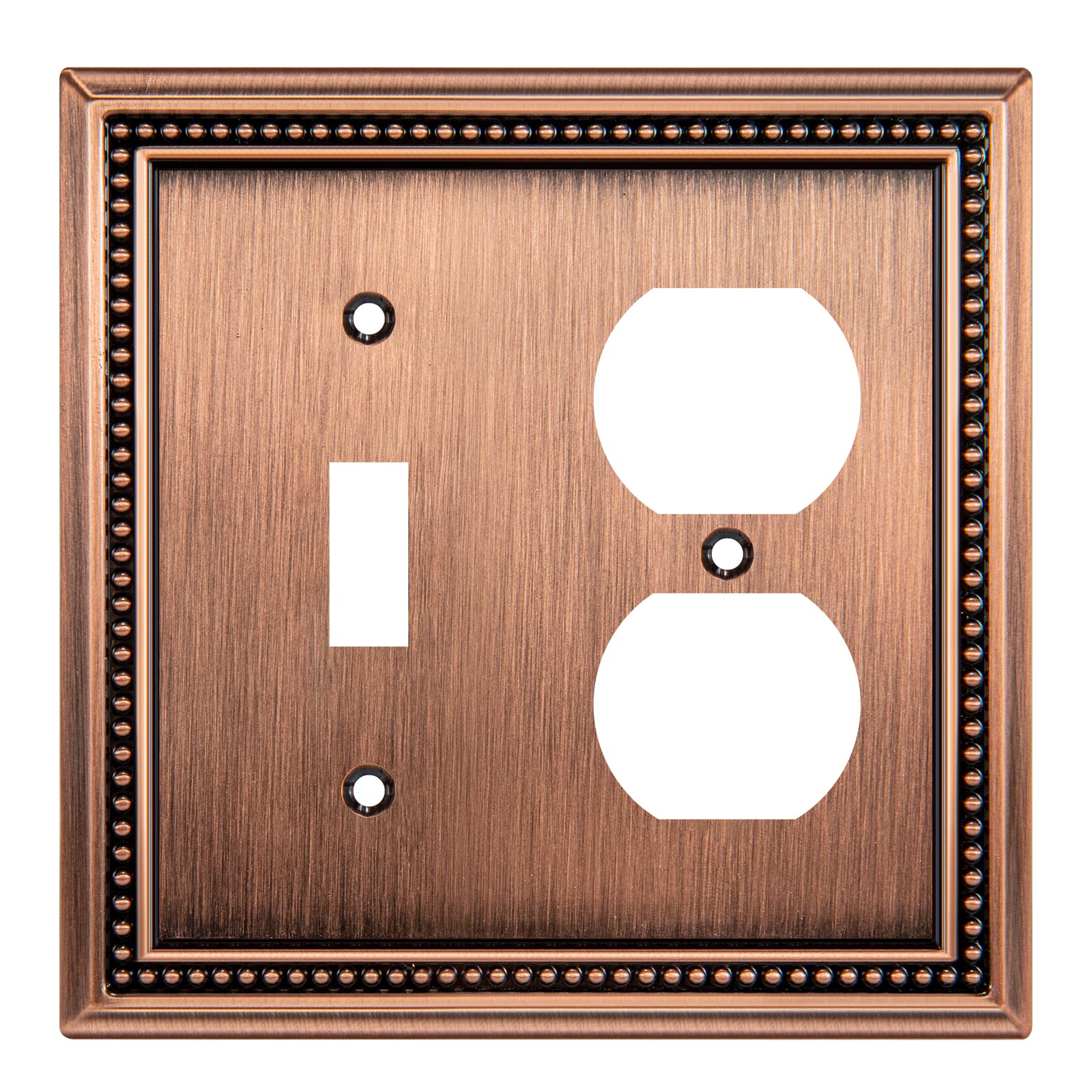 Henne Bery Sunken Pearls Heavy Duty Decorative Wall Plate Switch Plate Outlet Cover (Toggle/Duplex, Antique Copper)