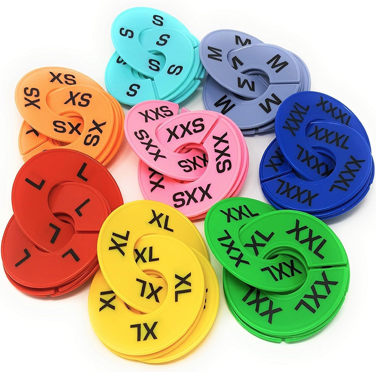 Clothes Size Dividers | 40 Pieces 8 Colors XXS-XXXL | Ultimate Clothing Rack Dividers | Round Clothes Rack Clothes Hangers, Commercial Clothing Racks, Clothing Shops by GIDABRAND