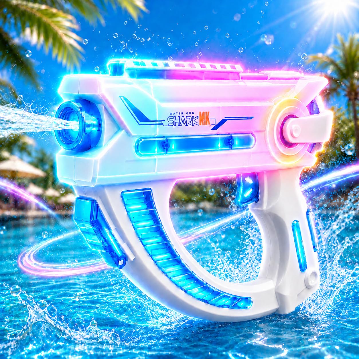 Photo 1 of LED Electric Water Gun with Sound Effects, Automatic Water Blaster for Adults Kids, Long Range Squirt Gun for Outdoor Pool Beach Party, Summer Toy (Blue)