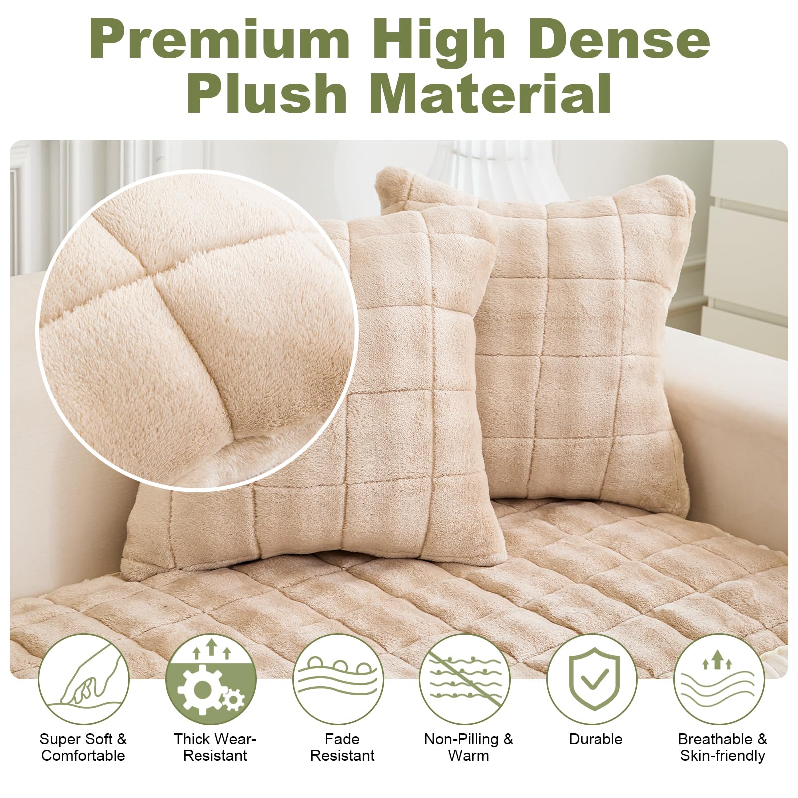 LiveGo Milk Velvet Sofa Cover, Washable Pet-Friendly Couch Cover, Non-Slip Fuzzy Sofa Protector for 2/3/4 Seater - Image 3
