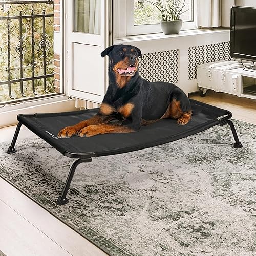Miniatura 9 de Veehoo Cama elevada para perros para exteriores, cama elevada para perros de enfriamiento XL, portátil, impermeable, curvada, para exteriores, hasta
