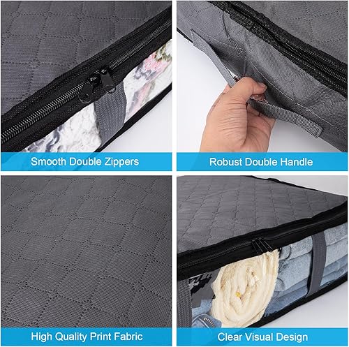 Miniatura 3 de Paquete de 10 contenedores de almacenamiento plegables debajo de la cama para ropa con ventana transparente y asas reforzadas, contenedores de