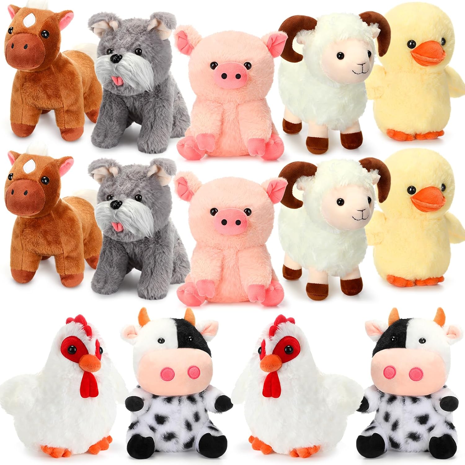 Hiboom 7 Pack Farm Stuffed Plush Animals Toys Set 8 Inch Barnyard Stuffed Animals Bulk Soft Pig Rooster Horse Duck Sheep Cow Dog Toy Gifts for Birthday Party Favor Supplies Operation Christmas Items Hiboom 7 Pack Farm Stuffed Plush Animals Toys Set 8 Inch Barnyard Stuffed Animals Bulk Soft Pig Rooster Horse Duck Sheep Cow Dog Toy Gifts for Birthday Party Favor Supplies Operation Christmas Items