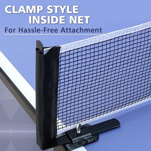 Miniatura 33 de IUNNDS Mesa de tenis de mesa portátil de 4.5/6/8/9 pies, juego de ping pong plegable para interiores con red y juego de postes, 2 paletas y 3