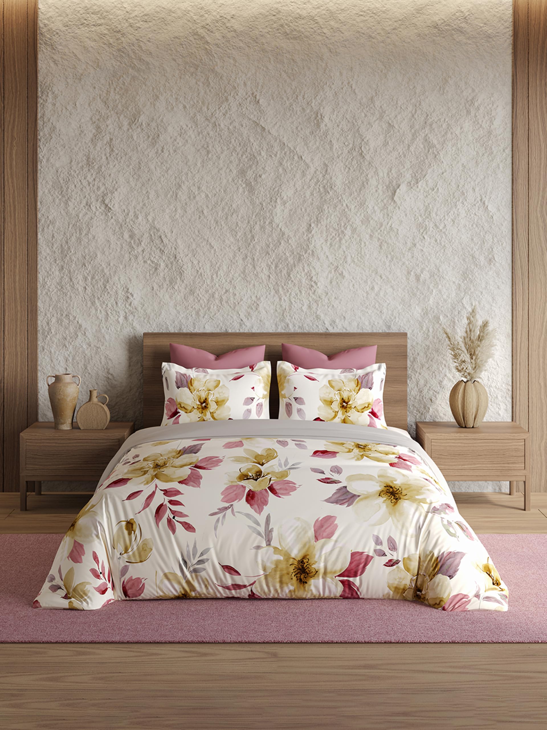 D'Decor Cotton King Size Bedsheet with 2 Pillow Covers, 164 TC, RA39 Spicy | 108x108 Inch King Cotton Bedsheet Set with 2 Pillow Covers; Smooth Combed Cotton, Vivid Digital Print, Spicy Mustard-image-11