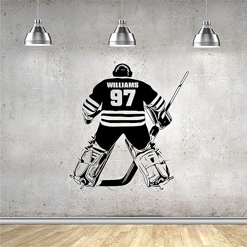 Miniatura 9 de Bestdecor4you Calcomanía de pared personalizada con nombre y número de jugador de hockey  Elige tu nombre y número, camisetas de jugador de portero,