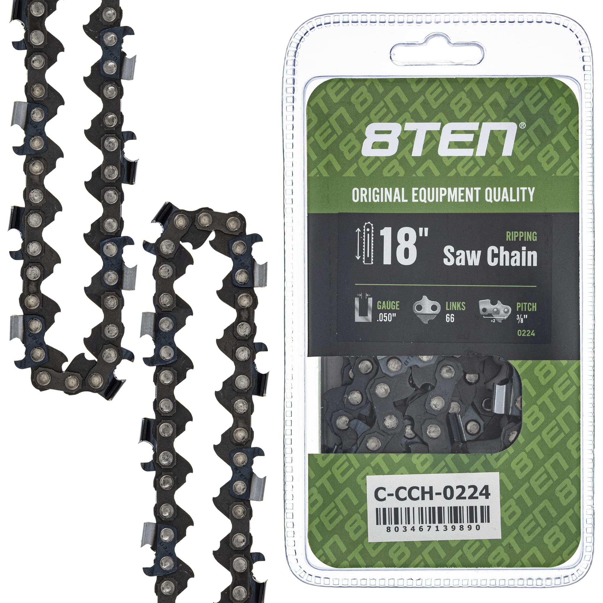 8TEN Ripping Chainsaw Chain 18 Inch .050 3/8 66DL For Echo CS-590 Stihl MS260 MS270 Poulan PP4818A