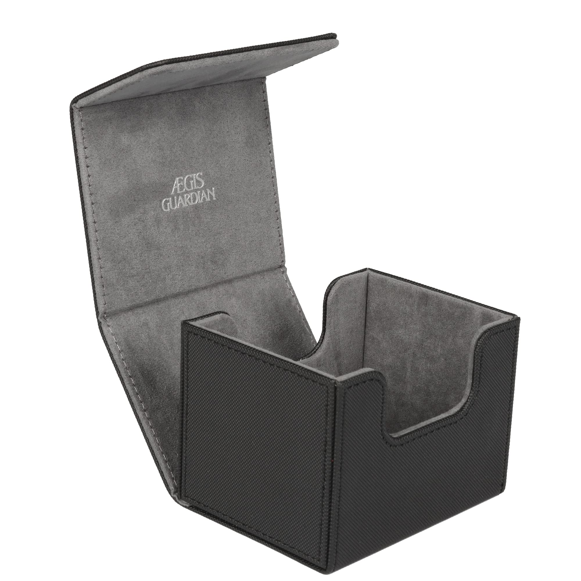 AEGIS GUARDIAN Card Deck Box for MTG, Commander Deck Box Hold 120+ Sleeved Cards, Leather Strong Magnet Card Deck Case Holder for Magic Cards TCG CCG, Black