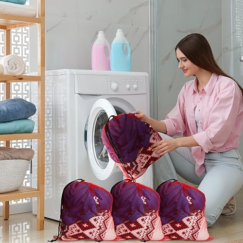 Miniatura 7 de 44 bolsas de malla con cordón de 13.78 x 15.75 pulgadas, bolsas de malla grandes con cordón de malla, bolsa de lavandería con cordón, bolsa de