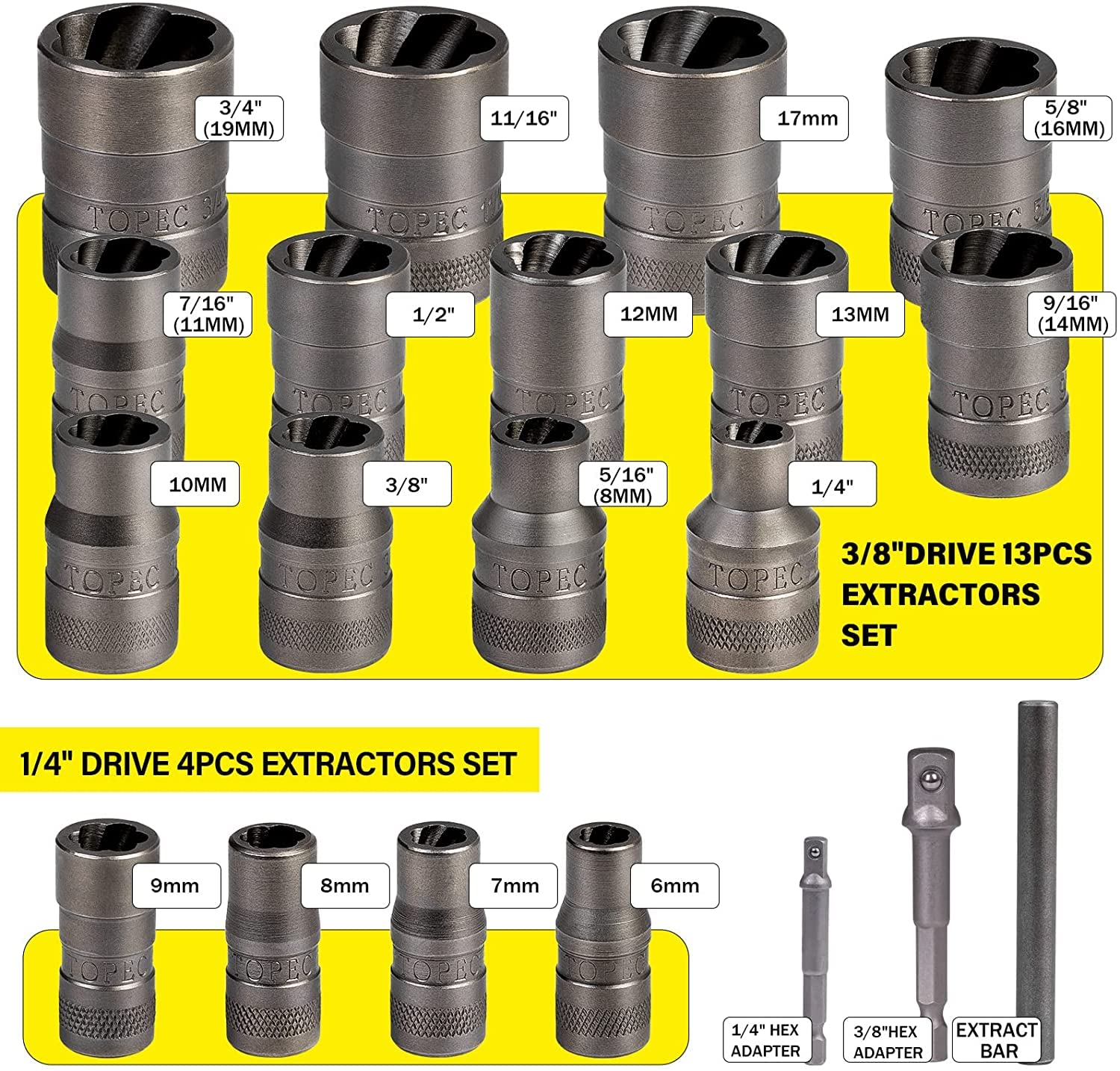 13 STKS Impact Bolt & Moer Remover Set Bout Extractor Removal Tool Set met Opbergdoos