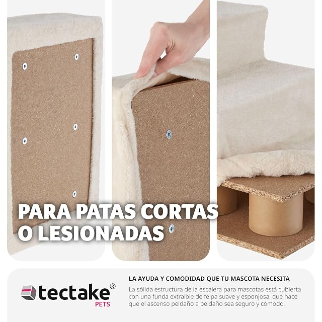 Foto 8 de 8 de tectake® Escalera para Mascotas Muy Estable y Ligera 34,5 cm, Escalera para Perros y Gatos, Escalera Perro…