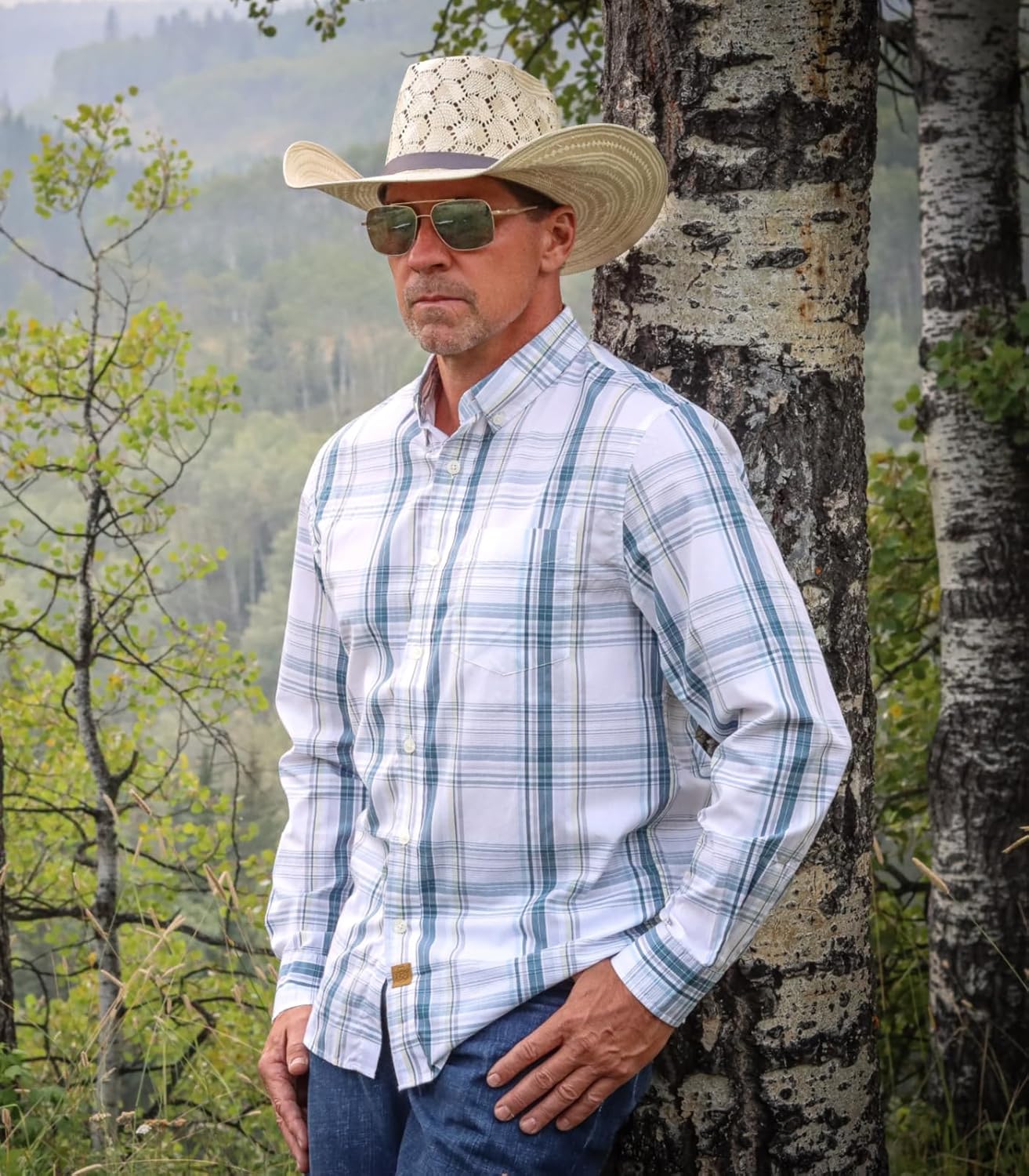 Dubinik® Mens Long Sleeve Button Down Shirts Plaid Casual Work Cotton Vintage Soft with Pocket Regular Fit - Image 3