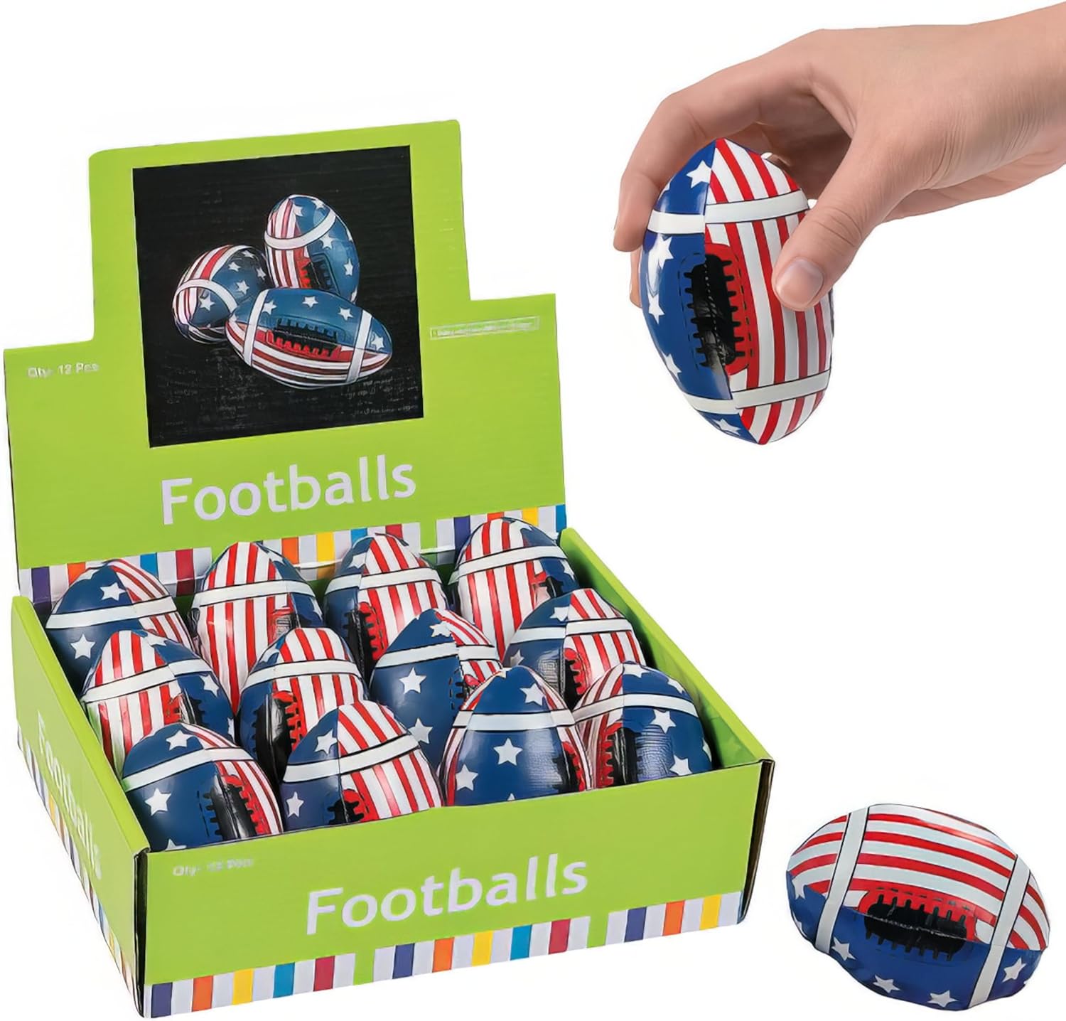 Fun Express USA Stars & Stripes Patriotic Footballs for Fourth of July (Set of 12)
