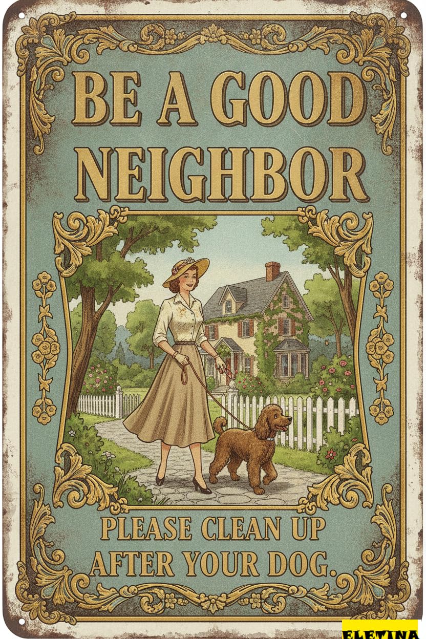 Personalized Sign for Man Cave Clean Up After Dog Metal 8x12in Polite Neighbor Plaque Yard Park Wall Decor Private Property Decorative