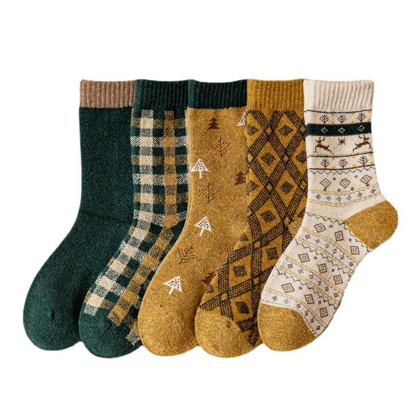 Calcetines de lana para mujer de invierno gruesos y cálidos en pack de 5 pares