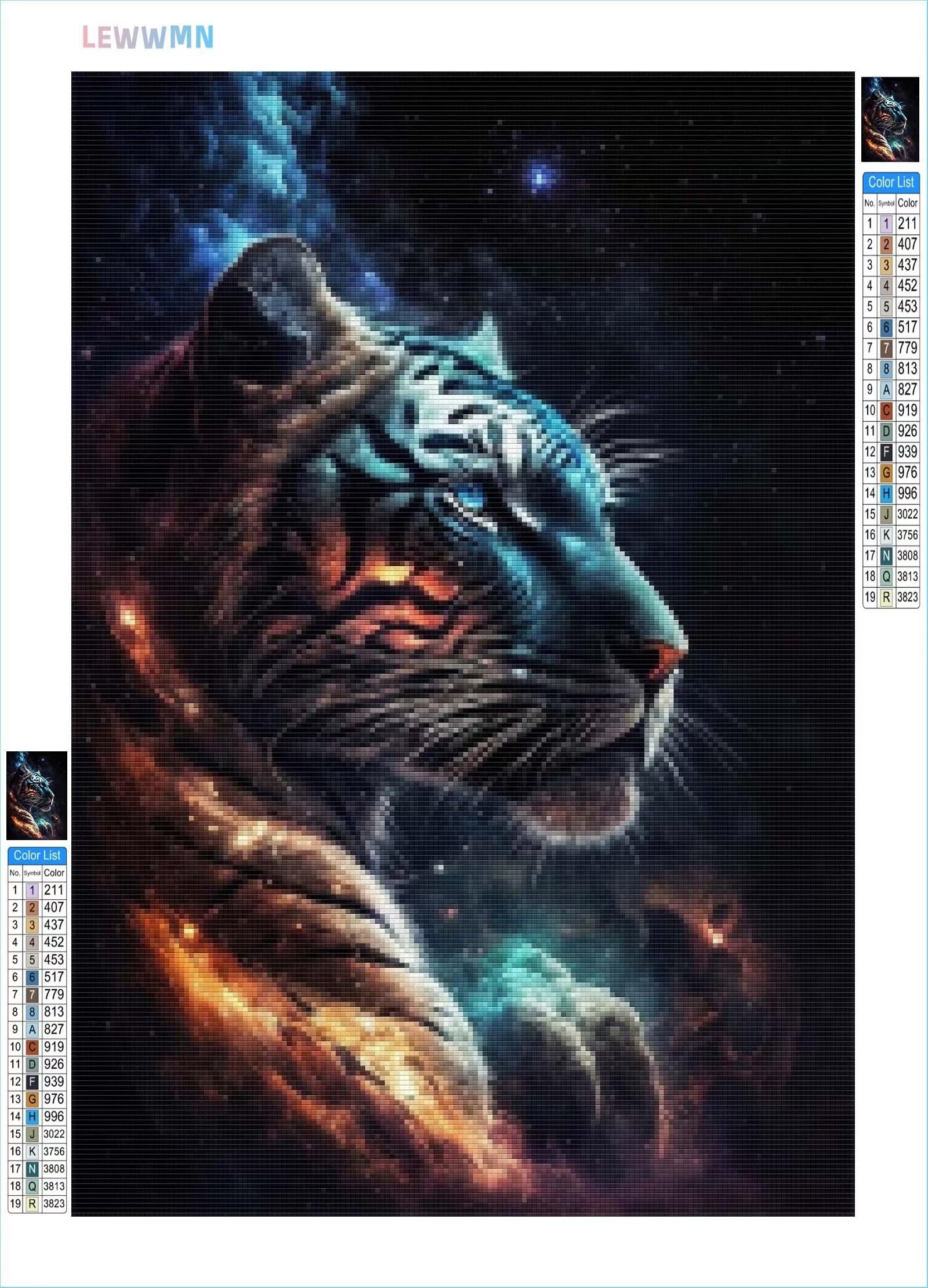 5D DIY Diamante Art Pintura kit Completo, Diamond Painting Adultos Niños Rhinestone Bordado de Punto de Cruz Artes Pintura Painting, Cuadros Decor para Cuarto, Sala de Estar - (Animal Tiger) 60x90cm