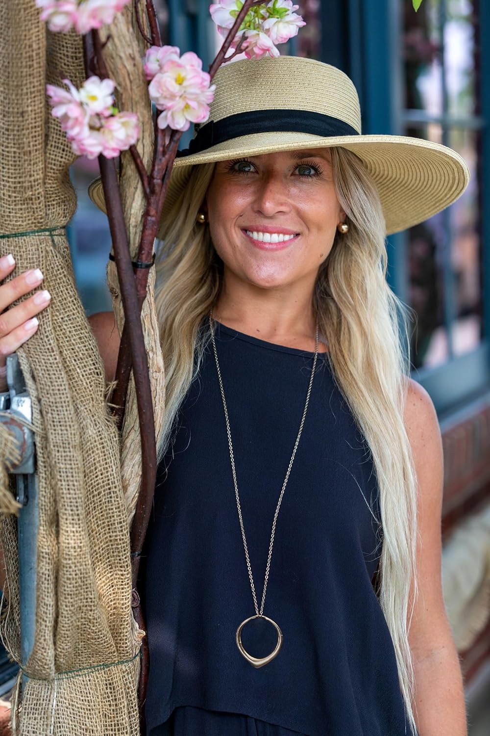 SOFYBJA 18K Gold Plated Circle Pendant Necklace Long Satellite Beaded Chain Jewelry for Women Dainty Hammered Karma Open Circle Charm Geometric Necklace - Image 6