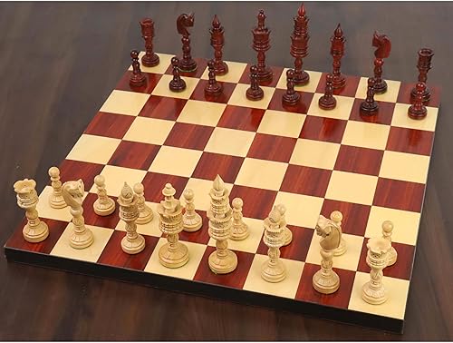 Miniatura 3 de RoyalChessMall - Juego de piezas de ajedrez talladas a mano en madera de rosa con capullo ponderado, altura King de 4.7 pulgadas