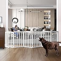 Vista 25 de Puerta para Perros Independiente para Interiores, Puerta para Perros Plegable, Puertas para Perros para Entradas, Escaleras o Pasillos, Puerta Blanco