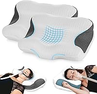 Vista 10 de Elviros Almohada cervical CPAP para el cuello para dormir, almohada ergonómica de altura ajustable para el cuello, almohada de espuma viscoelástica