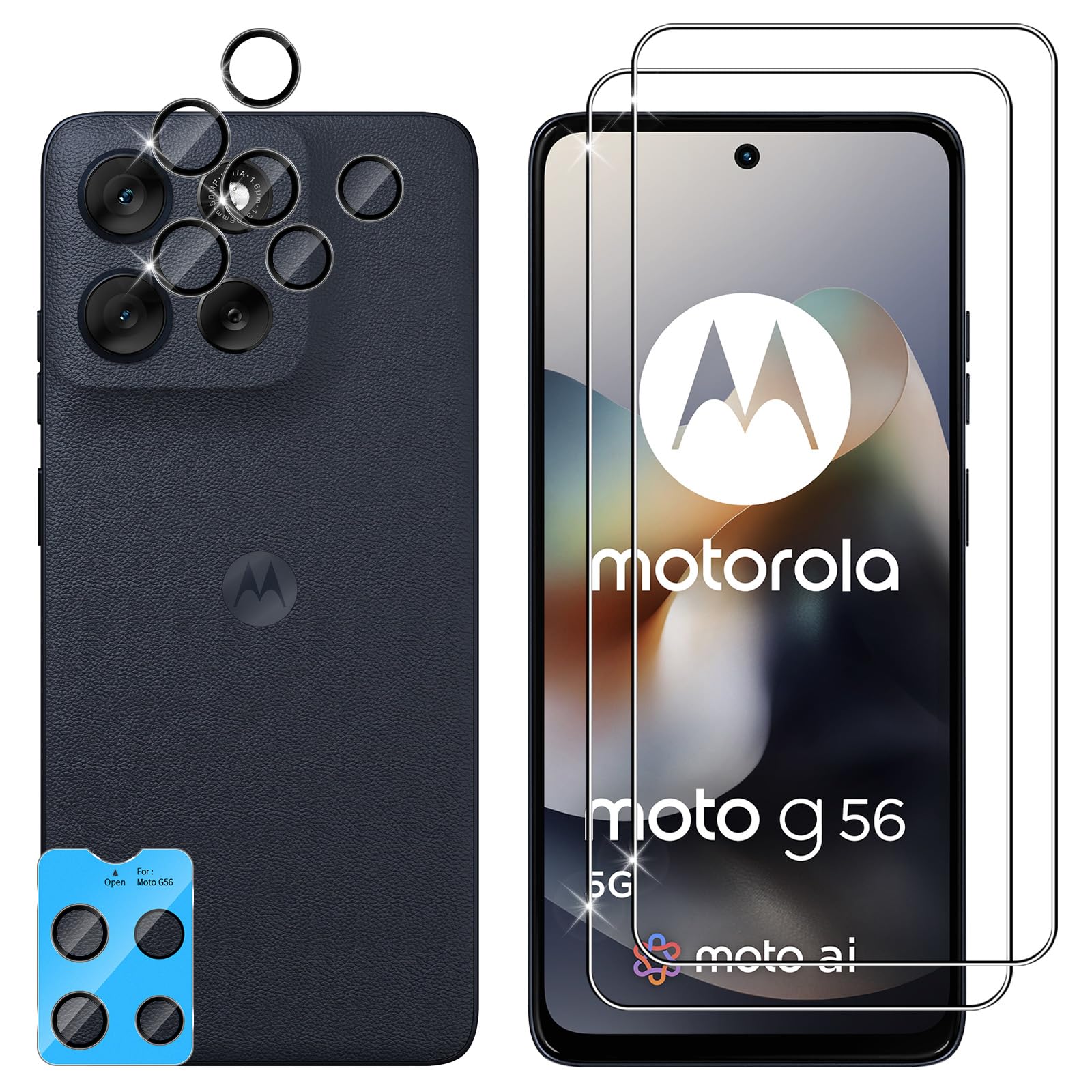 Vetro Temperato Phoona Per Motorola Moto G56 5G – 2 Pellicole Schermo + 2 Per Fotocamera, Durezza 9H