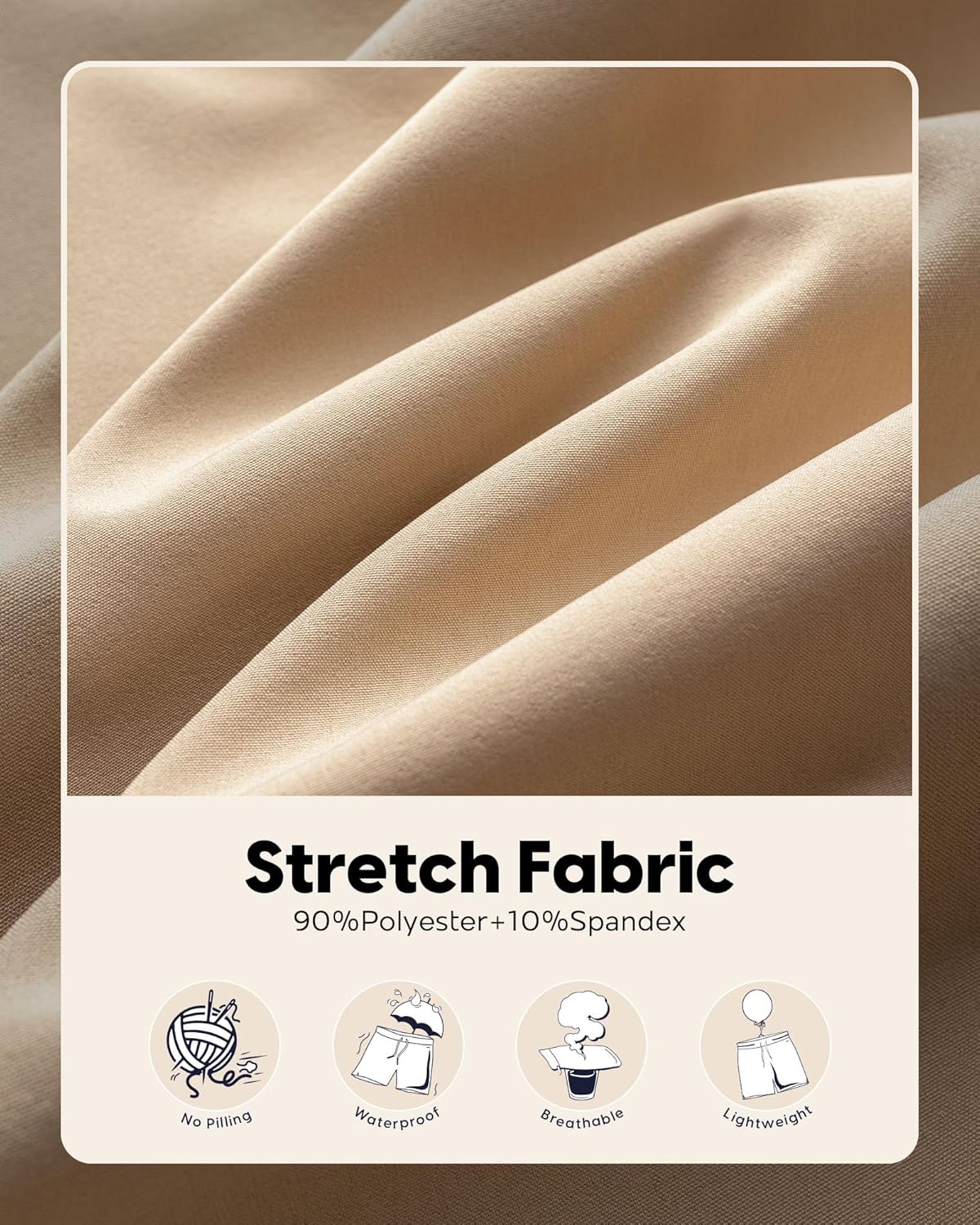 maamgic Mens Casual Shorts with Compression Liner 5/7 Inch Classic Fit Khaki Shorts - Image 6