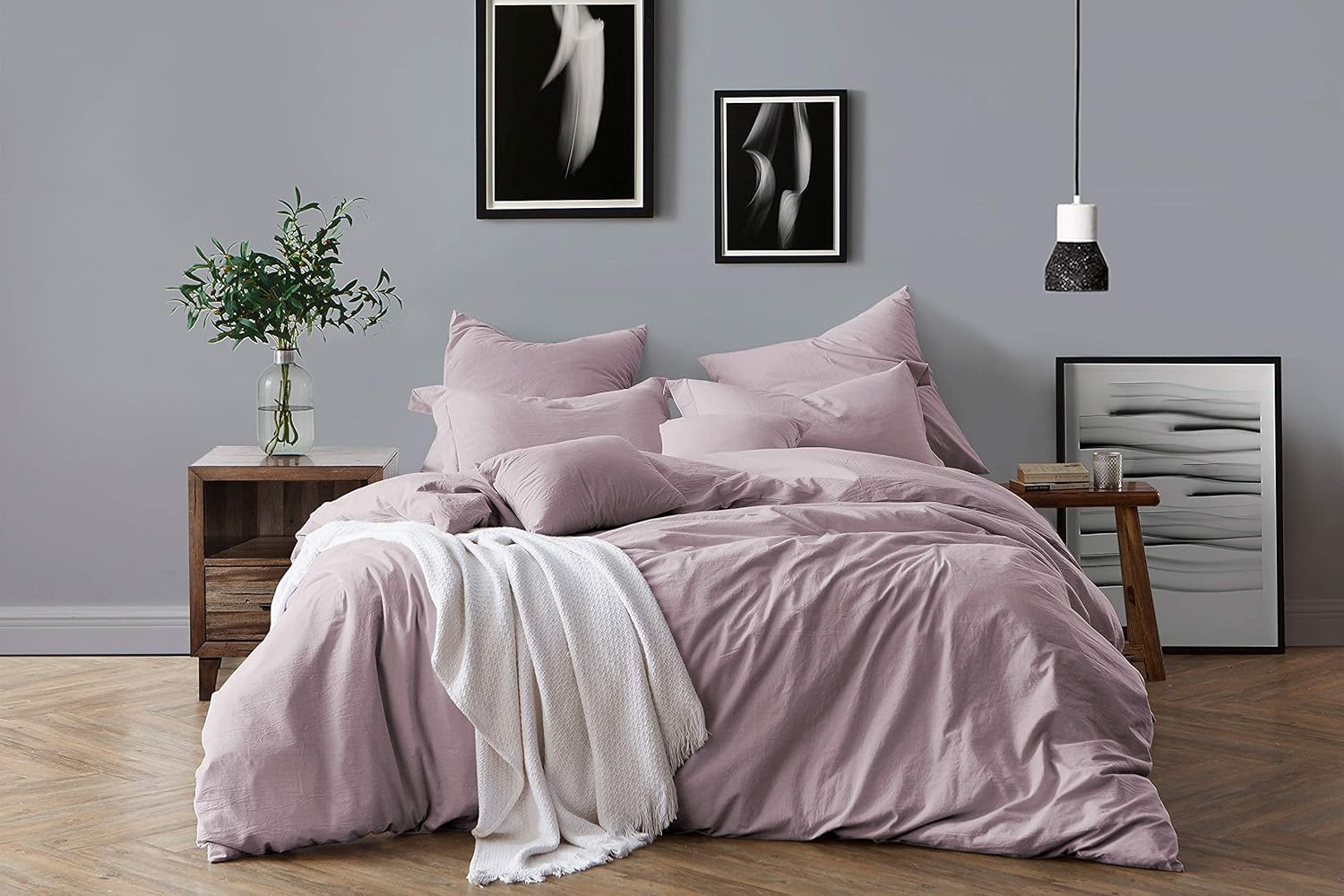 Exclusive Special Swift Home 100% Cotton Yarn Dyed Prewashed Chambray Duvet Cover Bedding Set, Breathable, Natural Wrinkled Look – Dusty Lavender, King/Cal King – Comforter Not Included ❤ Crazy Deals Swift Home 100% Cotton Yarn Dyed Prewashed Chambray Duvet Cover Bedding Set, Breathable, Natural Wrinkled Look – Dusty Lavender, King/Cal King – Comforter Not Included