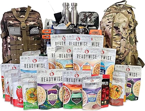 Family Comfort 72 - Kit de supervivencia de emergencia - 72 horas para 2 personas - Preparación para desastres - Deliciosa comida ReadyWise, equipo,