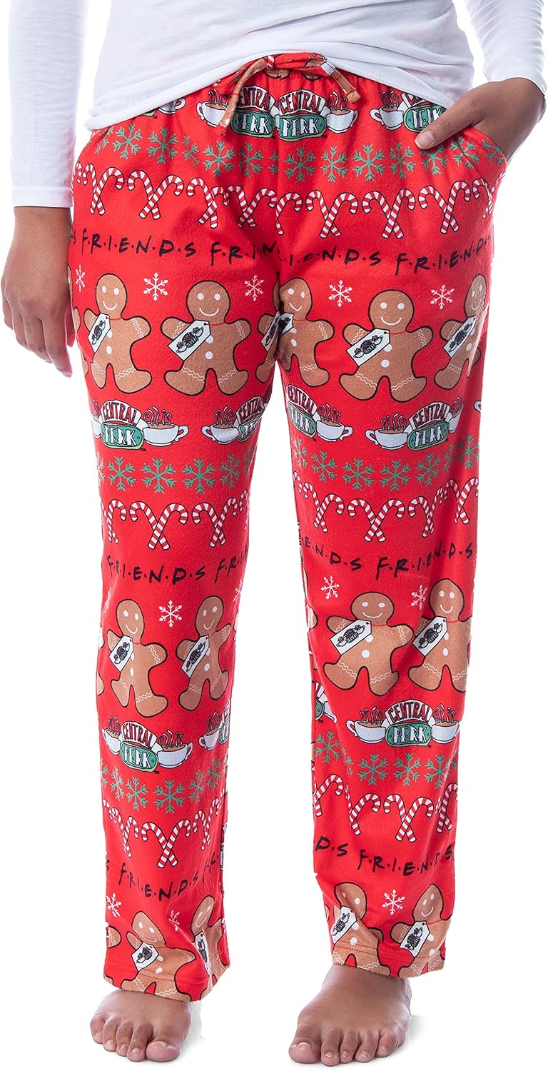 Friends The TV Series Womens' Gingerbread Central Perk Ugly Sweater Pajama Pants