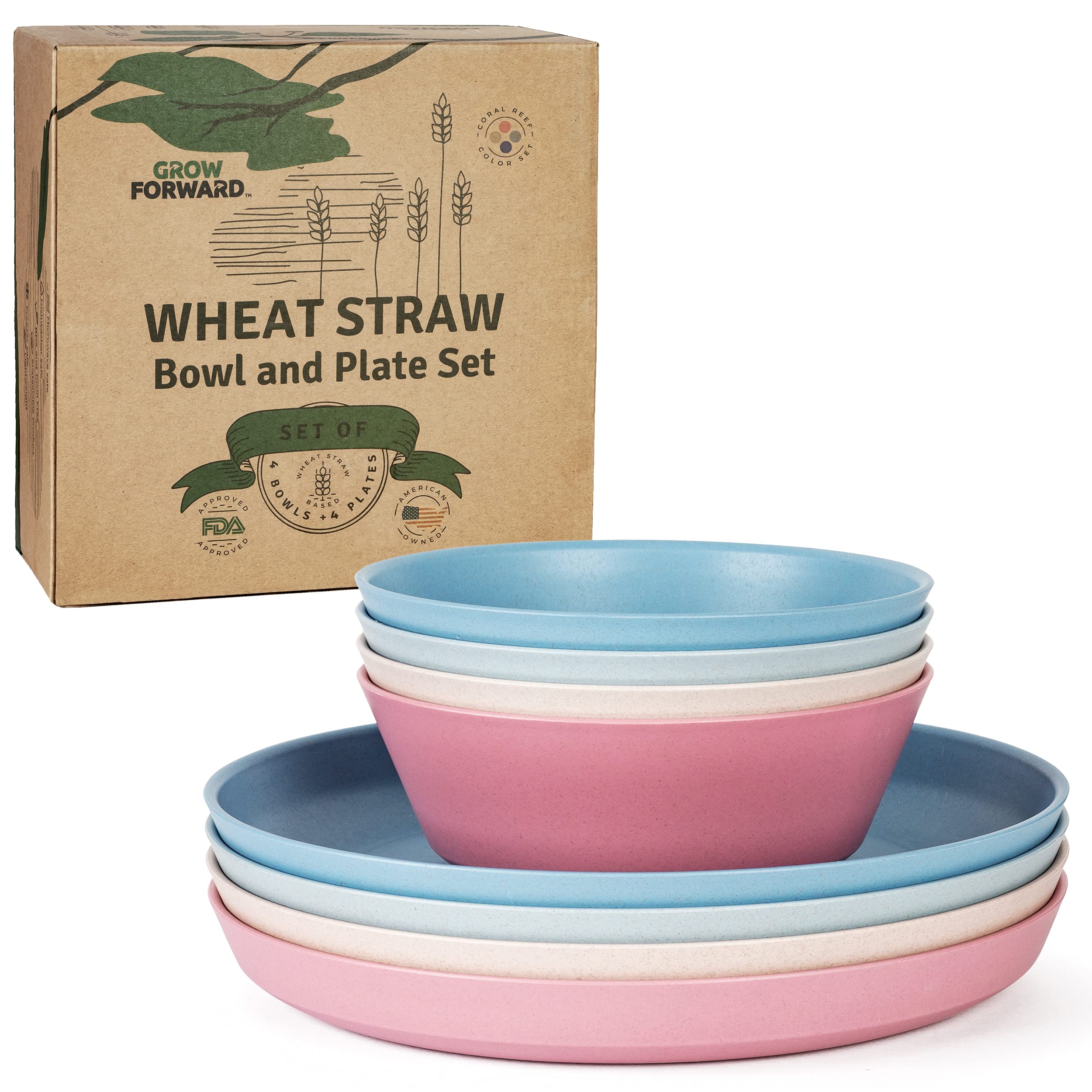 Buy Grow Forward Premium Wheat Straw Dinnerware Sets 8 Piece