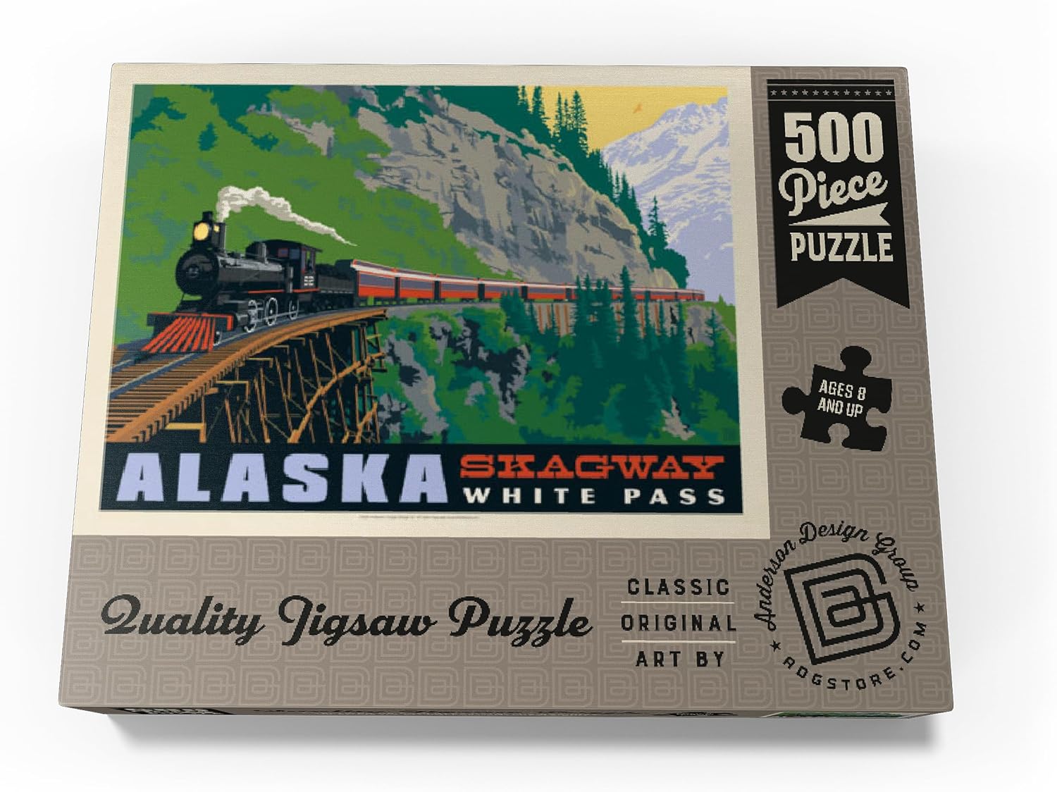 MyPuzzle Alaska: Skagway, Vintage Poster - Premium 500 Piece Jigsaw Puzzle for Adults