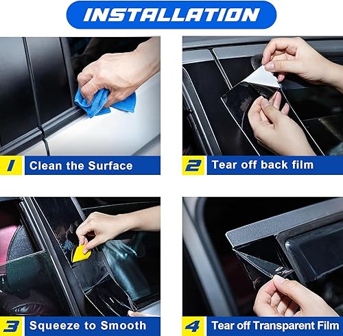 Vista 8 de Spurtar Gloss Black Vinyl Wrap 2 Inch x 20ft Satin Black Vinyl Car Tape Adhesive Chrome Delete Automotive Tape for Vehicle Exterior Accessories DIY