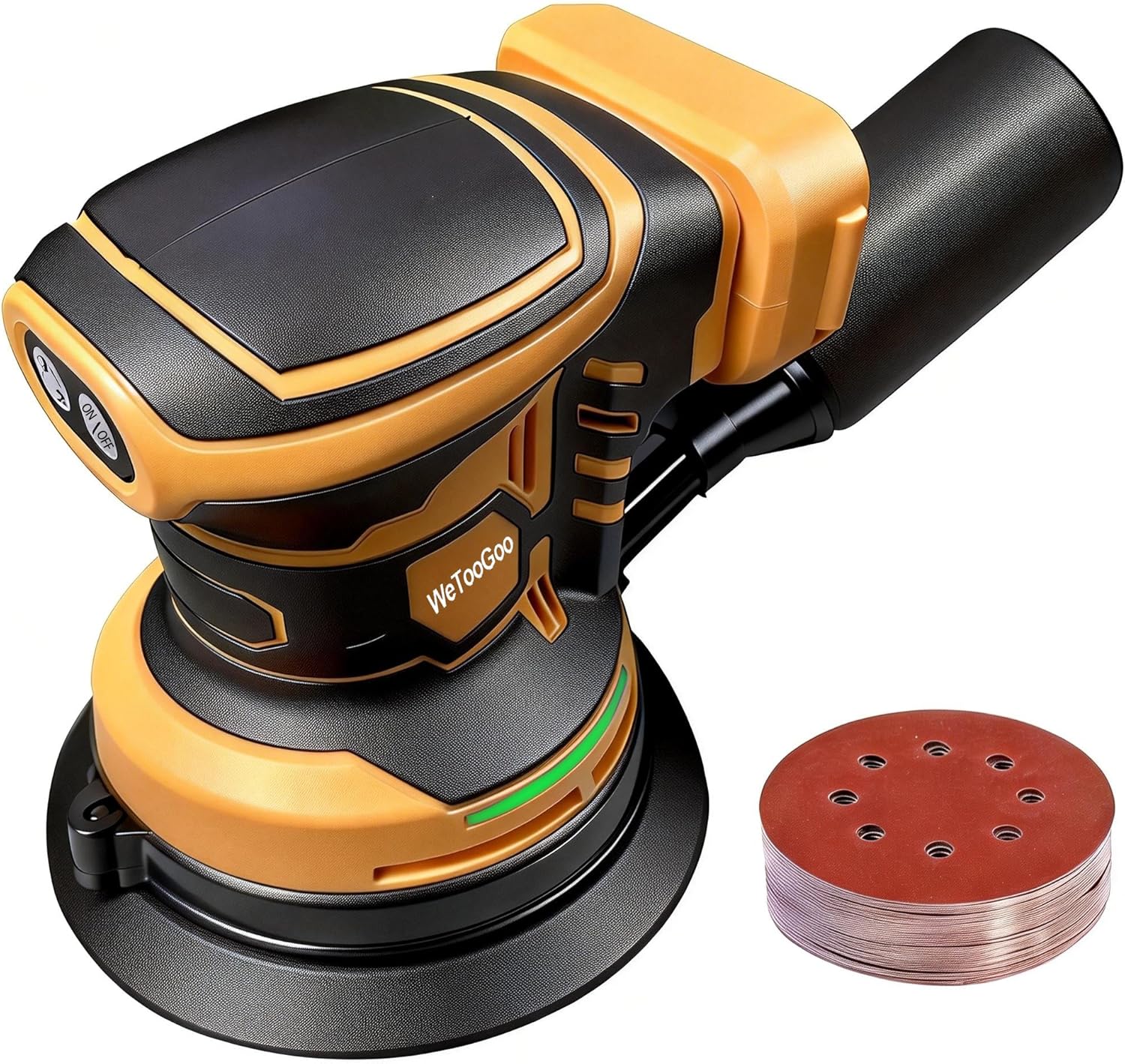Brushless Cordless Random Orbital Sander Compatible for Dewalt 20v/60v Battery, Electric Palm Orbital Sander With Dust Collector, 6 Variable Speeds, 20Pcs Sandpaper For Sanding Woodworking(TOOL ONLY）