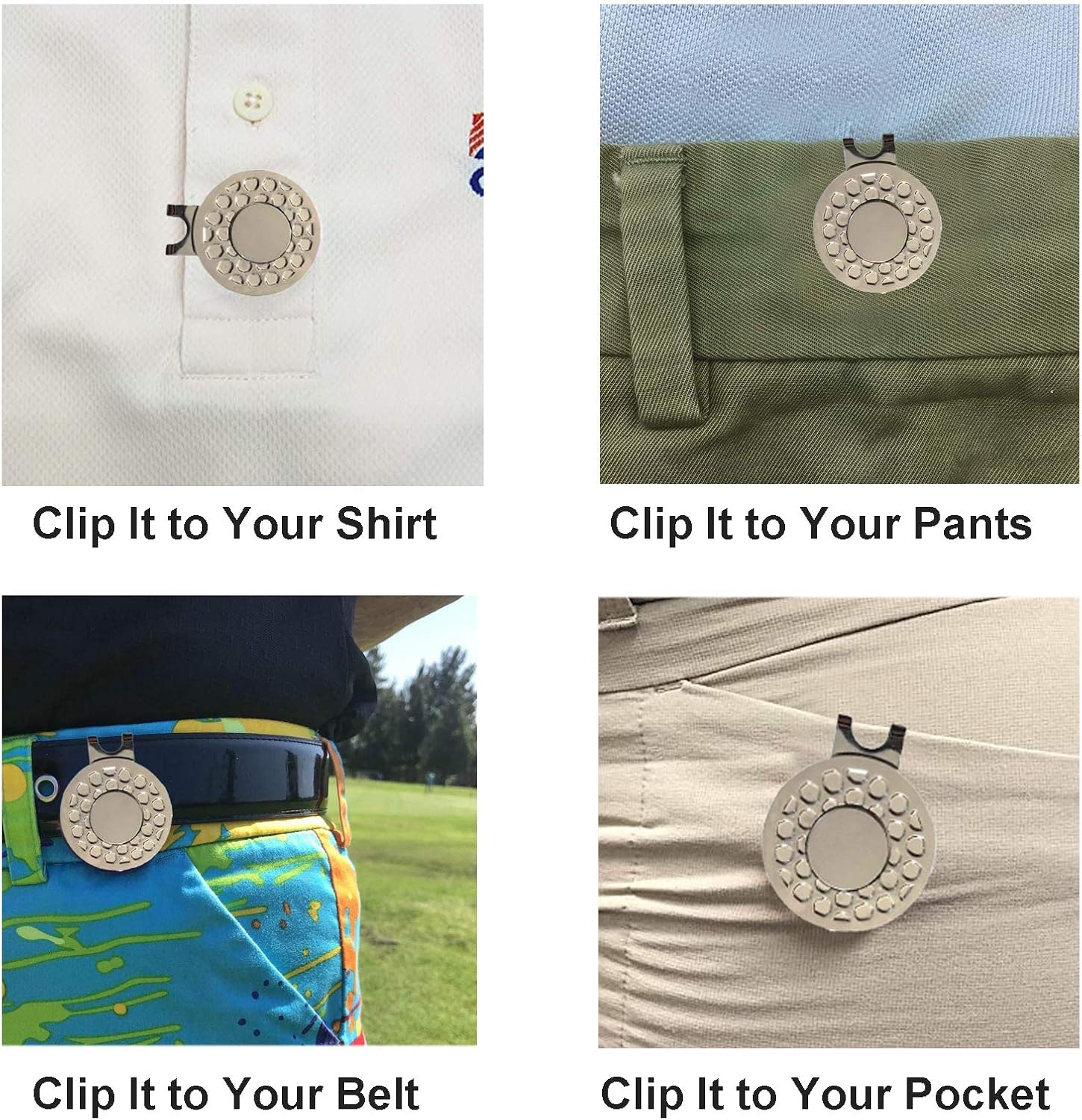 FINGER TEN Golf Hat Clip Value 6 Pack for Women Men, Cap Clips Sliver Ball Markers Holder (6 Clips) : Sports & Outdoors