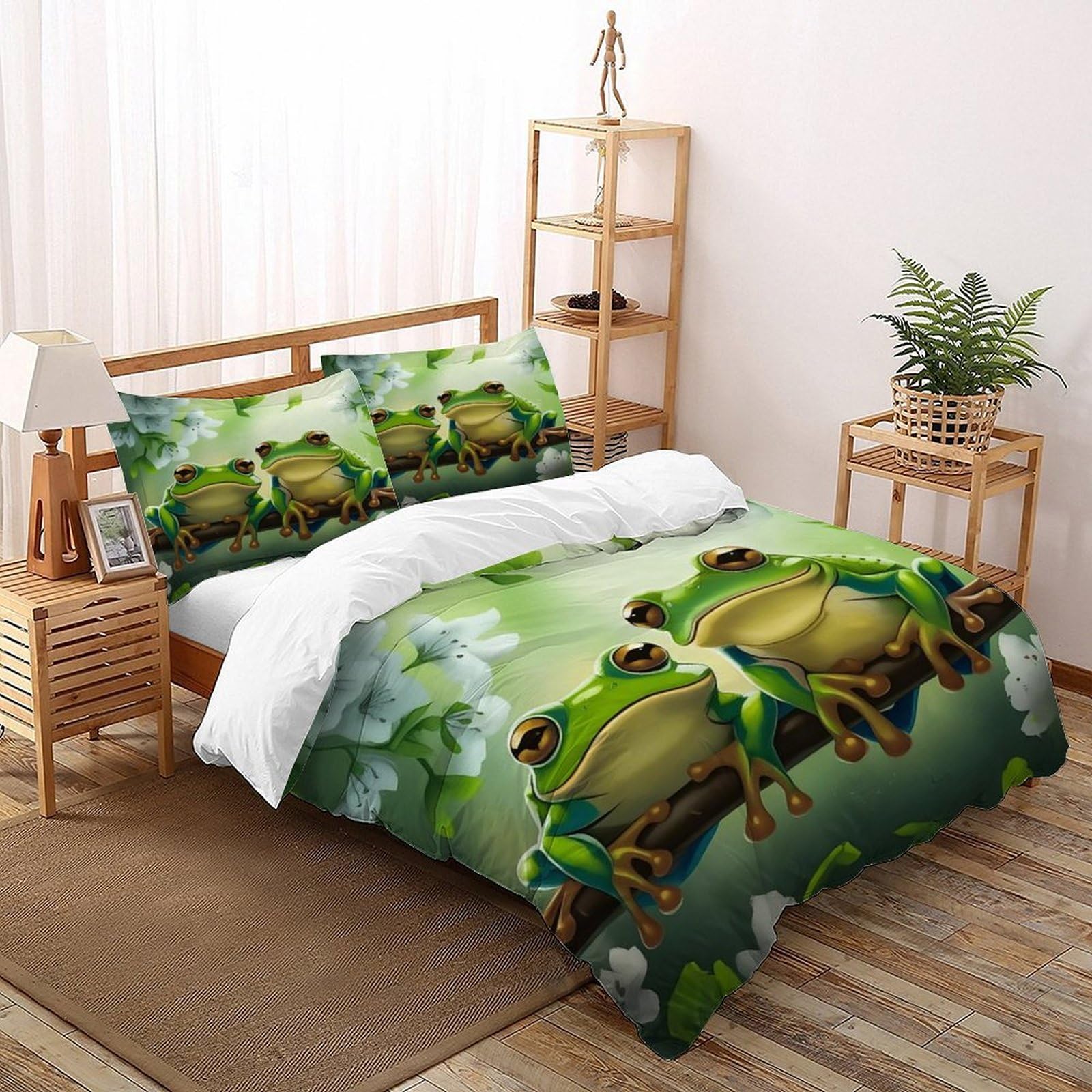 Parure de lit grenouille en microfibre pour une chambre nature et cocooning