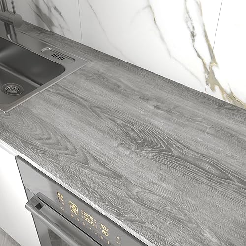 Miniatura 3 de Papel tapiz de madera rústica gris para despegar y pegar, papel de contacto de madera para gabinetes, papel de contacto autoadhesivo de grano de