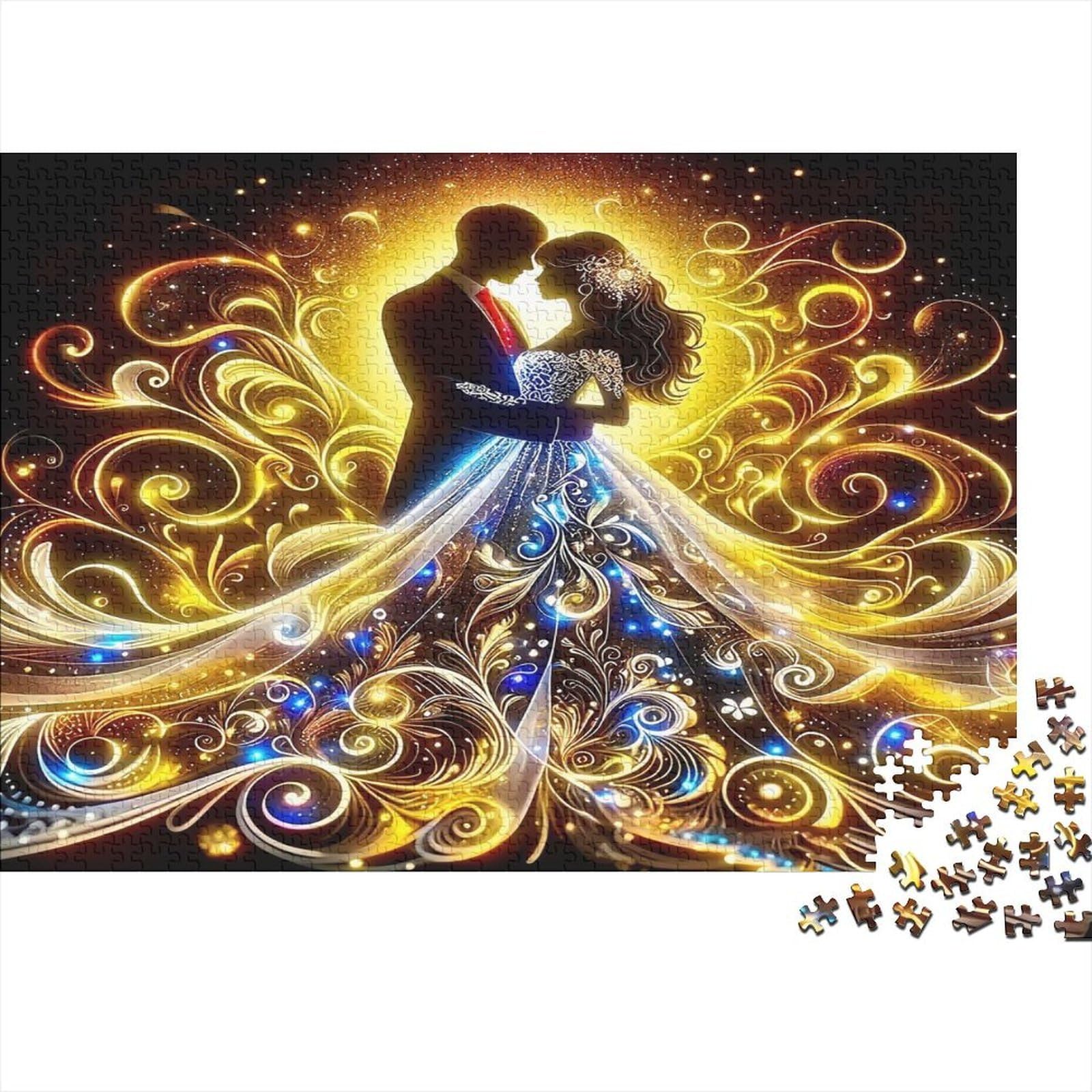 Ballroom Couple 1000 Piece Jigsaw Puzzle Paper Adult Puzzle Game Golden Pattern Relax 52x38cm/1000pcs