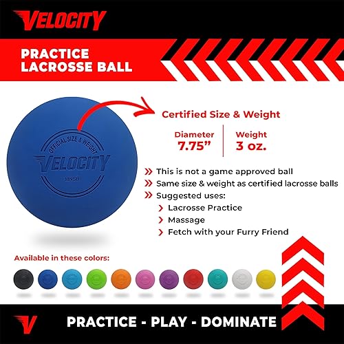 Miniatura 3 de Velocity - Pelotas para lacrosse, paquetes de 6, 12, 18, 24, 36, 60 y 120 unidades, tamaño oficial de NFHS y aprobado por la universidad.