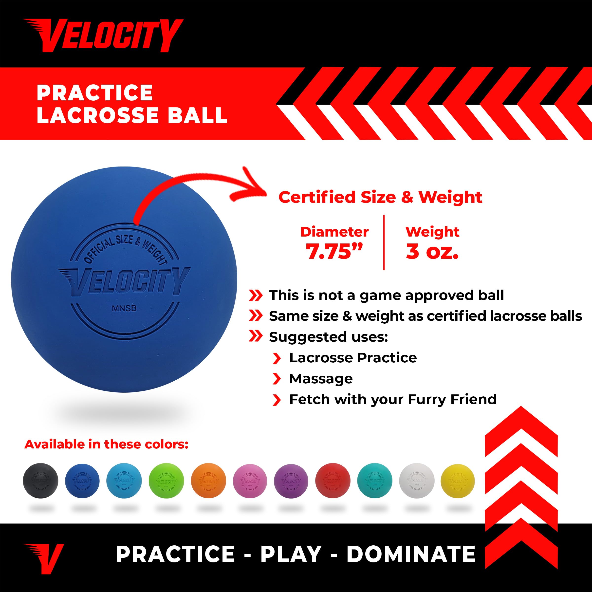 Velocity Bolas de lacrosse – 9 colores disponibles, elección de 1, 2, 3, 6, 12, 18, 60 y 120 (estuche) paquetes, 18 Balls, Azul Royal
