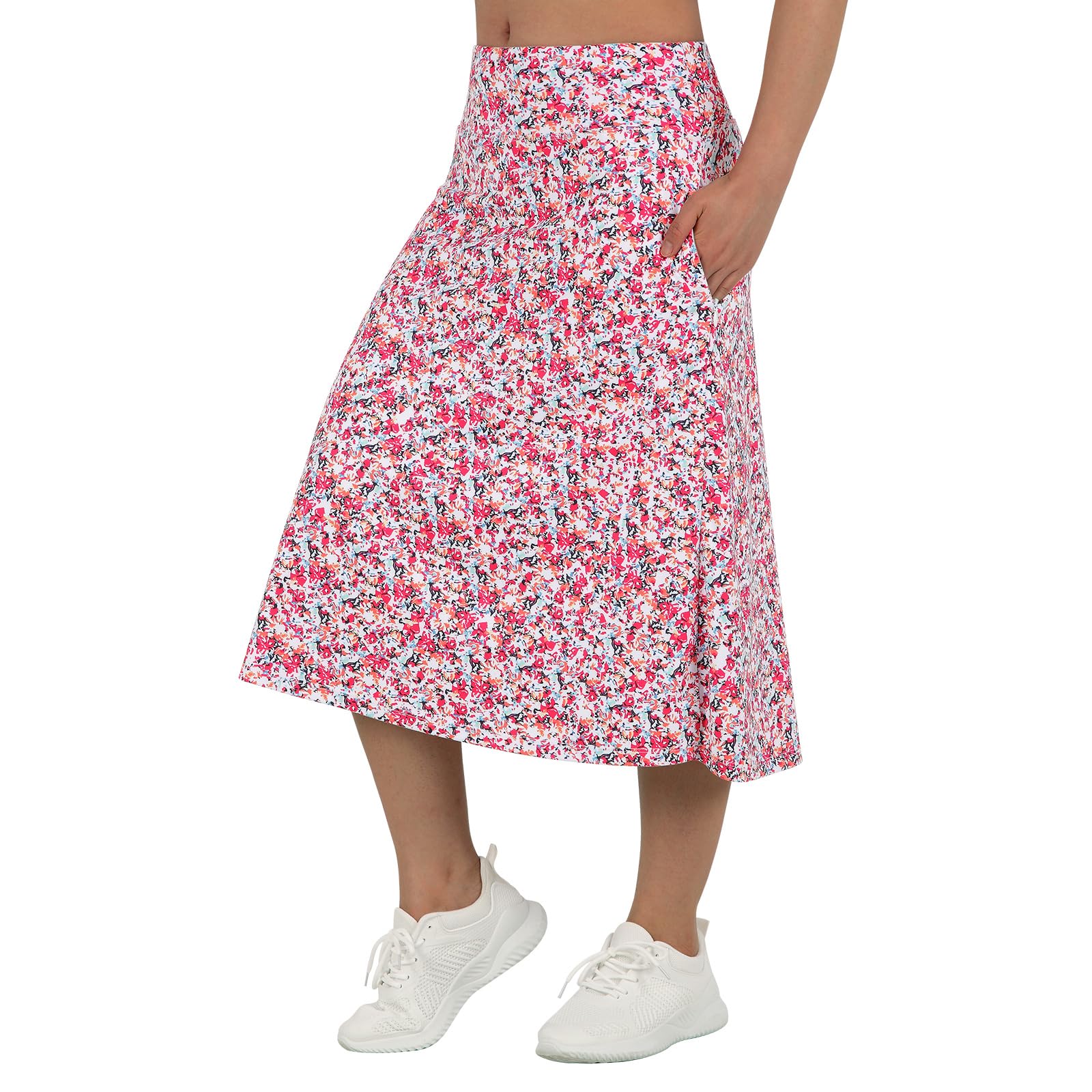 beroy Women 28" Long Skorts for Woman with 2 Pockets Modest Skirt with Shorts Underneath High Waisted Long Skorts
