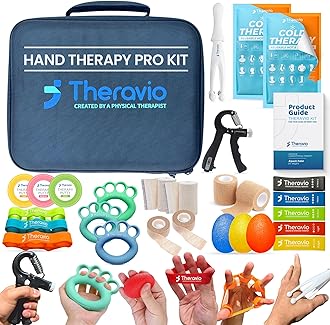 Theravio Pro Hand Therapy Kit with Grip Strength Trainer, Finger Strengthener, Hand Exercise balls For Arthritis, Hand Exerciser For Carpal Tunnel, Hand Gripper Strengthener For Physical Therapy