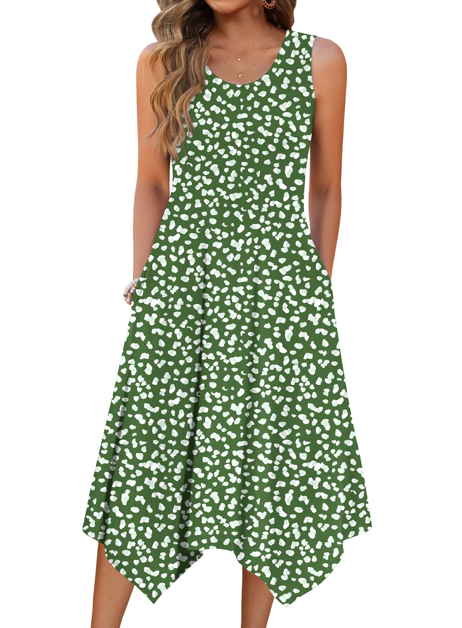Zeagoo Womens Casual Dress for Summer Tank Dress Loose Flowy Beach Dress with Pockets Hankerchief Flare Midi Sundress 2026