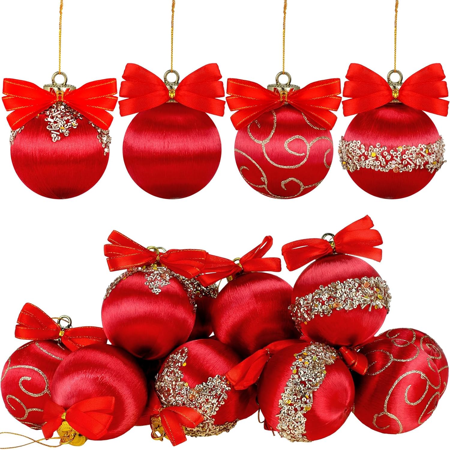 16 Pcs Satin Christmas Balls Silk Christmas Hanging