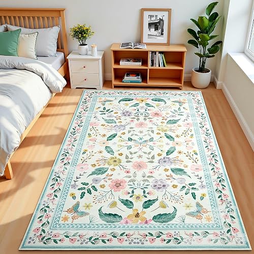 Terrug 2x3 Green Floral Boho Throw Rug