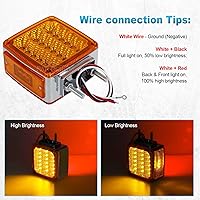 Vista 6 de Partsam, luces ledes para camión o remolque, cuadradas, de doble cara, ámbar/rojo (2 paquetes, 39 unidades), para Peterbilt, Freightliner, Kenworth