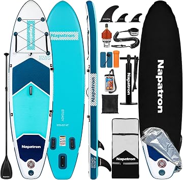 Napatron Inflatable Paddle Board, 106" Ultra Lightweight SUP with Adjustable Paddle, Anti-Slip Deck,Coiled Leash & Carry Bag,Stable All-Around Stand Up Paddle Board for Adults